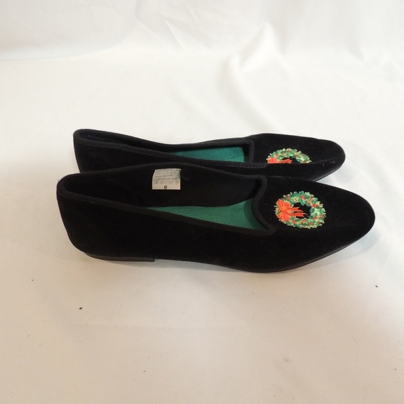 Tinsel Toes Black Velvet Christmas Flats 6 - Picture 1 of 4